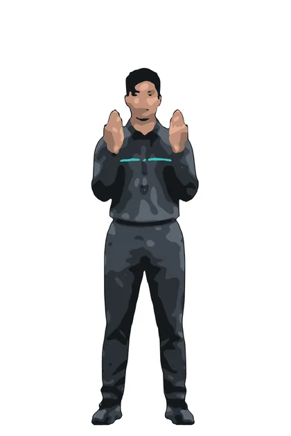 Illustration of an Officiator raising both forearms vertically in front of the shoulders